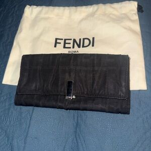 Fendi Silver and Black Clutch with Dustbag